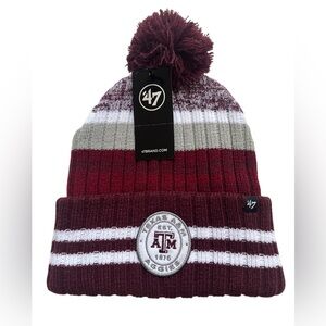 ‘47 Brand Texas A & M University Pom Pom Quiver Beanie Hat Adult OSFM Maroon New